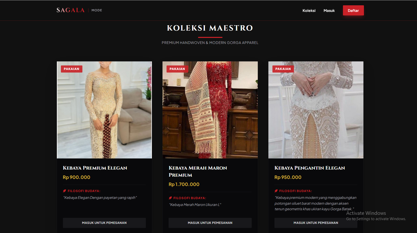 Website Tokoh Pakaian Online